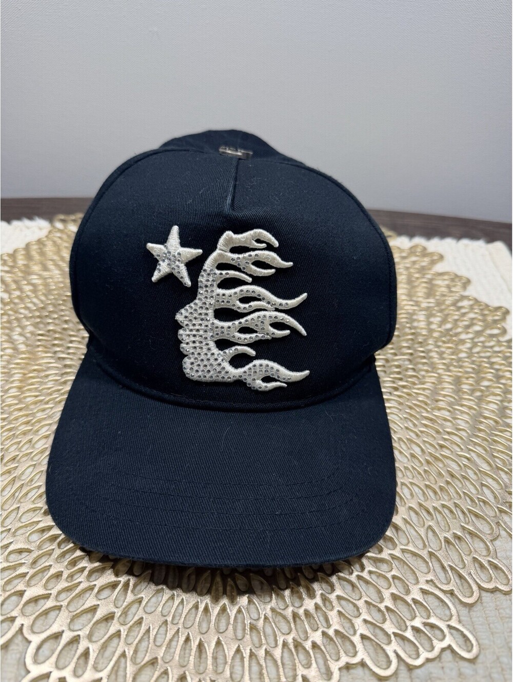 *USED* Black Hellstar OG Log. Flat Bill Snapback Hat